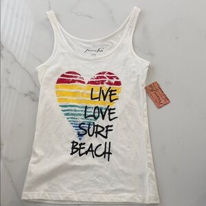 White Rainbow Heart Graphic Tank Top